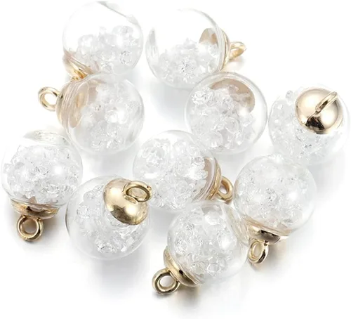 Miniatura 8 de 10 unids/lote de 0.630 in transparente bola de cristal encantos estrella lentejuelas colgantes para DIY pendientes collar joyería fabricación