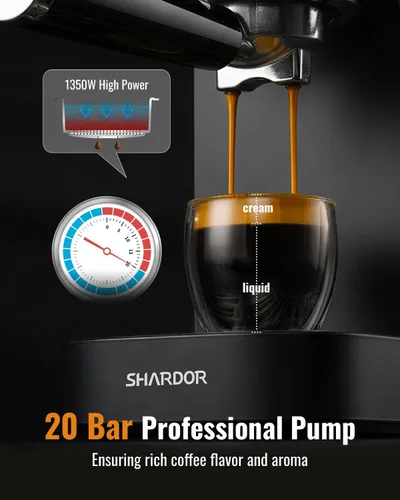 Miniatura 2 de SHARDOR Espresso Machine 20 Bar, Professional Espresso Machine with Milk Frother and Touchscreen, Expresso Coffee Machines with Adjustable