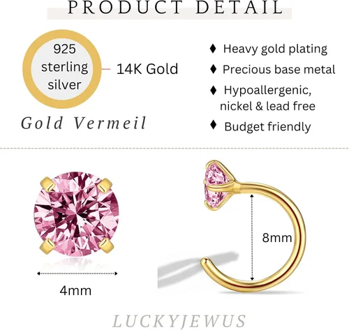Miniatura 3 de Aretes pequeños de plata de ley 925 para mujer