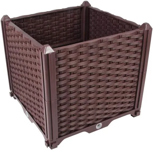 Miniatura 24 de BAOYOUNI - Juego de jardinera cuadrado para jardín elevado, maceta de plástico, caja de cultivo para verduras, hierbas, flores y plantas suculentas