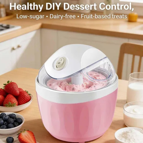 Miniatura 3 de Pequeña máquina de helados para el hogar, máquina de helados personal para yogur congelado casero, helado y sorbete, mini máquina de helados