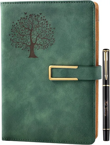 Miniatura 14 de Fanery sue Tree of Life - Diario de escritura recargable para mujeres y hombres, cuaderno de tapa dura de piel sintética, A5, rayado universitario