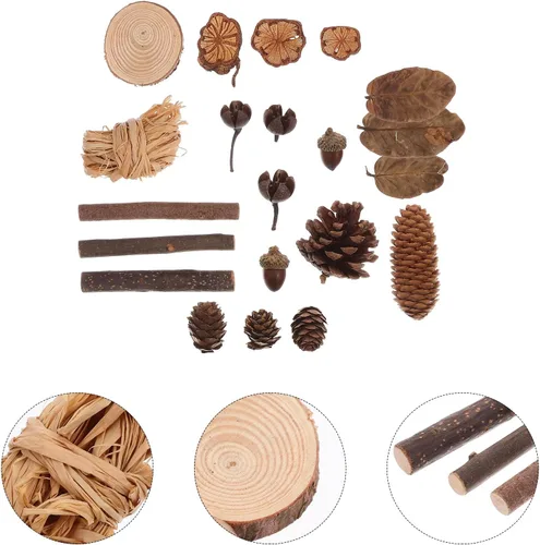 Miniatura 4 de LUOEM Natural Forest - Juego de manualidades para manualidades, conos de pino rústico, hojas secas, adornos para cabina de fotos, decoración