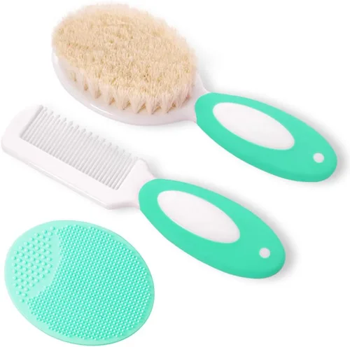 Miniatura 10 de Juego de cepillo y peine para el pelo del bebé para recién nacidos y niños pequeños Cerdas de cabra suaves naturales Ideal para la cuna Regalo
