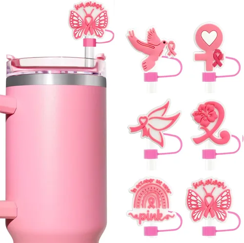 Miniatura 9 de 6 piezas de cubiertas de popote de béisbol para vasos Stanley – Lindas tapas reutilizables de silicona de 10 mm para vasos de 30 oz/40 oz con asa