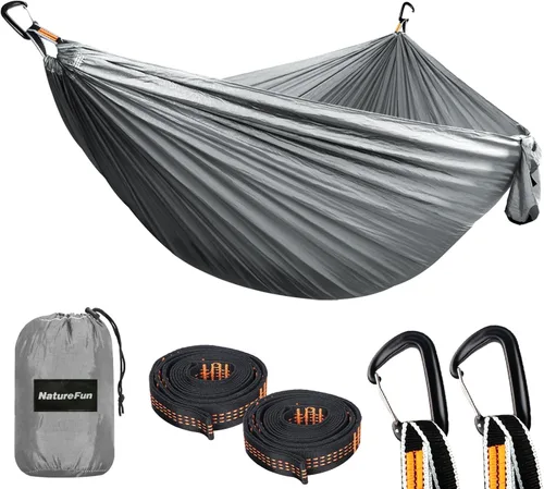 Miniatura 15 de NATUREFUN Hamaca ultraligera para viajes y camping Capacidad de carga de 300 kg, transpirable, de secado rápido Incluye 2 mosquetones premium, 2