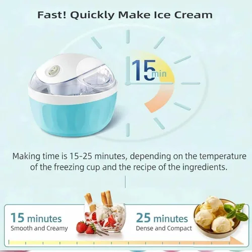 Miniatura 4 de Pequeña máquina de helados para el hogar, máquina de helados personal para yogur congelado casero, helado y sorbete, mini máquina de helados