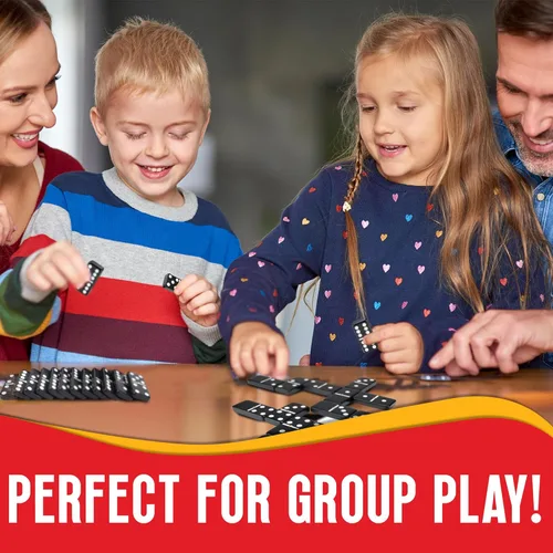 Miniatura 6 de Playbees Juego de Dominó Jumbo Doble Seis - 28 Fichas Clásicas Negras en Estuche de Cuero Sintético - Divertido Juguete Educativo para Niños, Niñas