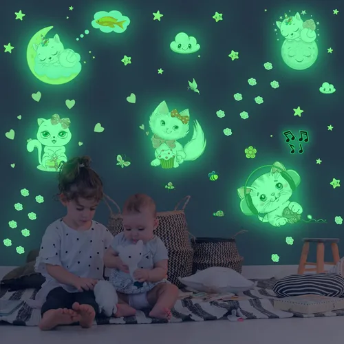 Miniatura 9 de Adhesivos de unicornio que brillan en la oscuridad, calcomanías de puntos y estrellas removibles para techo, adhesivo de arcoíris luminoso para Arco