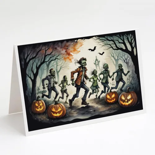 Miniatura 59 de Caroline's Treasures DAC2223GCA7P - Tarjetas de felicitación y sobres de Halloween espeluznantes de gato negro, paquete de 8 tarjetas en blanco