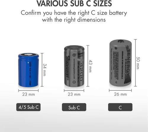 Miniatura 6 de Tenergy 4/5 SubC 1.2 voltios 1300mAh NiCD baterías recargables, paquete de 15
