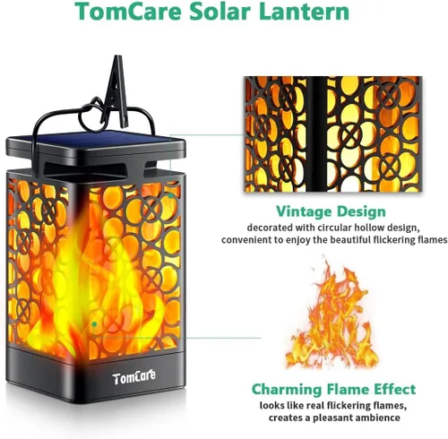 Miniatura 3 de TomCare Luces solares mejoradas, linterna solar parpadeante, linterna colgante al aire libre, iluminación decorativa, alimentada por energía solar