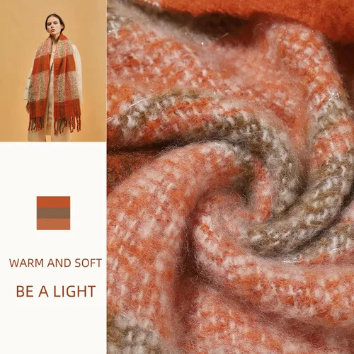 Miniatura 15 de Bufanda cálida para mujer, colorida y suave, cómoda, elegante chal de pashmina para clima frío, bufanda larga de moda, borla de coleta