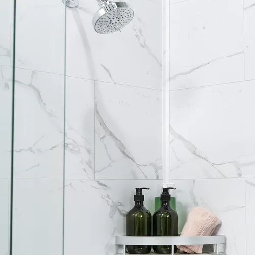 Miniatura 4 de Palisade Kit de azulejos de vinilo entrelazados impermeables para ducha y bañera en mármol Carrara de 23.2 x 11.1 pulgadas Mármol de Carrara