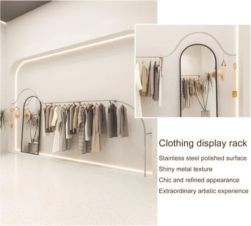 Miniatura 3 de Perchero Boutique Display rack, Tienda de ropa Muebles de exhibición montado en la pared Perchero colgante de ropa, Sistema de estantes de ropa
