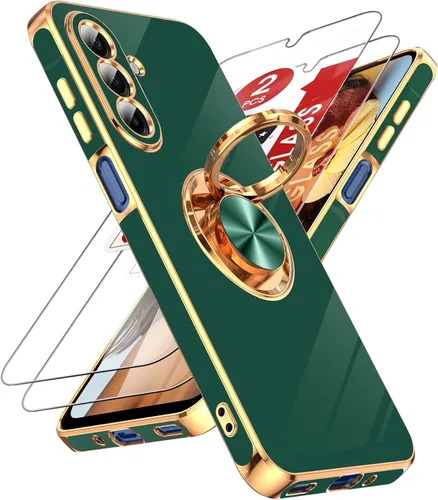 Miniatura 41 de LeYi Funda para Samsung Galaxy S22 Ultra con soporte de anillo giratorio de 360°, soporte magnético, chapado en oro rosa, borde protector para Negro