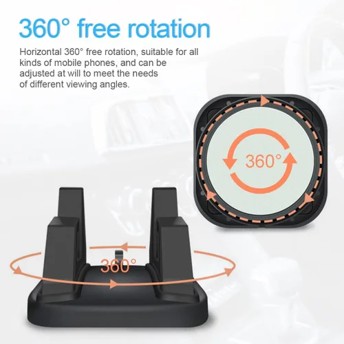 Miniatura 3 de Soporte para teléfono de coche, soporte de teléfono de silicona giratorio de 360° para salpicadero de coche con ranura para cable, compatible