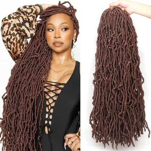 Miniatura 29 de Leeven Nuevas Trenzas de Ganchillo de Cabello con Locs Falsos Suaves de 24 Pulgadas de Largo Locs de Diosa Desgastados 6 Paquetes Negro Natural
