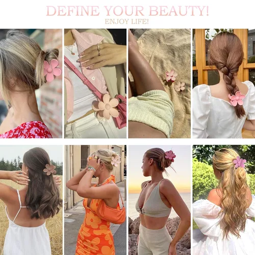 Miniatura 4 de Pinzas para el cabello de flores, 8 unidades, pinzas grandes para mujeres y niñas, cabello grueso y delgado, agarre fuerte, antideslizantes