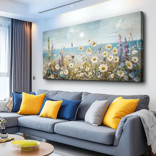 Miniatura 13 de KELIYUAN Arte de pared para sala de estar, lienzo decorativo de pared para dormitorio, oficina, decoración de pared de océano azul, imágenes de olas
