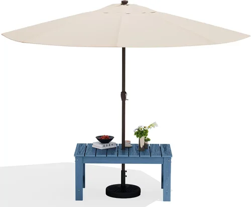 Miniatura 11 de SERWALL Mesa de centro para exteriores con agujero para sombrilla de 1.69 pulgadas, mesa de centro de polietileno de alta densidad para patio, Verde