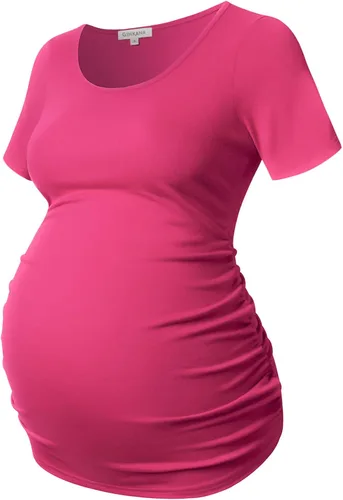 Miniatura 228 de GINKANA Blusas de maternidad de manga corta, diseño floral, fruncido, casual, para mamá, para embarazo