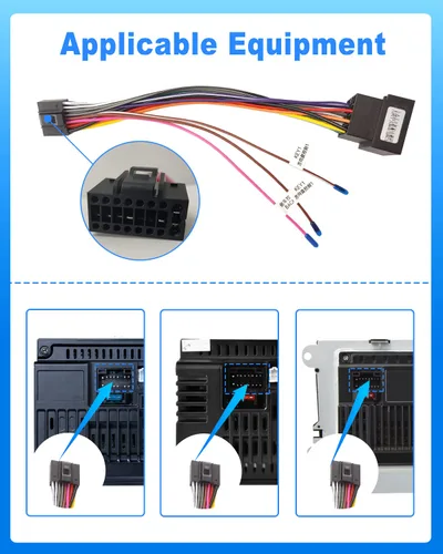 Miniatura 4 de Hikity Arnés de cableado de 16 pines Adaptador ISO para radio de coche Android Universal ISO Estándar Conector de radio hembra con cables de control