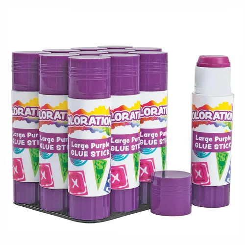 Miniatura 4 de Colorations® Pequeñas barras de pegamento púrpura lavables que desaparecen en una bandeja, juego de 12, cada una de 0.32 onzas, no tóxico y libre