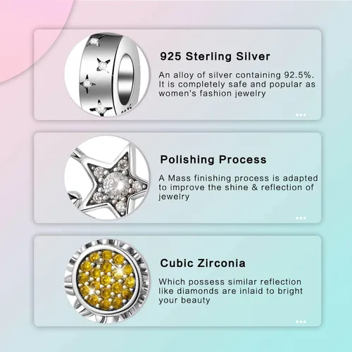 Miniatura 5 de Abalorio de plata de ley 925 para madre, hija, abuela, para familia, amor, madre, hija, abuela, para pulseras, collares, dijes, abalorios, joyería