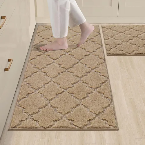 COSY HOMEER Alfombras suaves de cocina [2 piezas] para el frente del fregadero súper absorbentes, tapetes y tapetes de cocina de 20 x 30 pulgadas/20