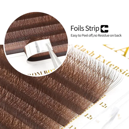 Miniatura 6 de Extensiones de pestañas marrones 4D en forma de W, Extensiones de pestañas de 0.07 mm de grosor, rizado D, 8 mm, Extensiones de pestañas