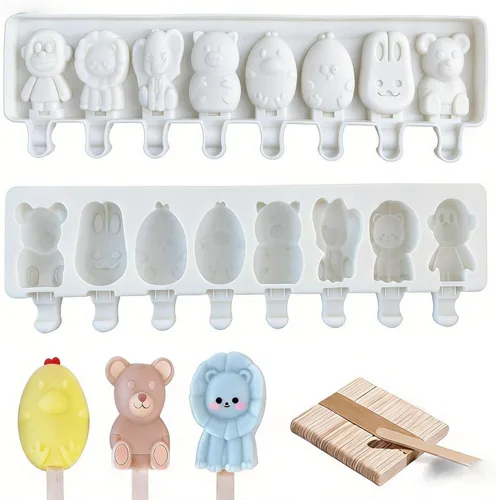 Miniatura 10 de Moldes de silicona para paletas con palitos, juego de moldes para paletas de fácil liberación, molde para paletas de hielo sin BPA, molde de helado