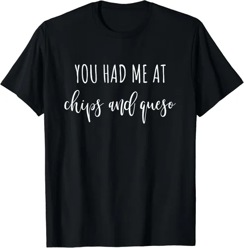 Miniatura 2 de Camiseta de comida divertida You Had Me At Chips And Queso, Negro, S