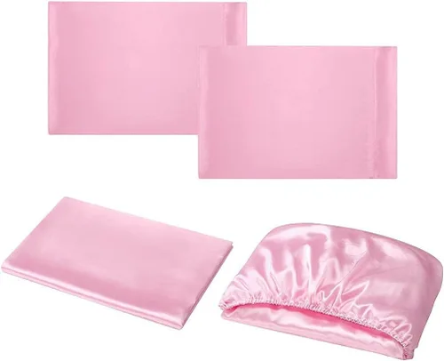 Miniatura 124 de Homiest Juego de sábanas de satén de lujo de 3 piezas con bolsillo profundo, 1 sábana bajera + 1 sábana encimera + 1 funda de almohada