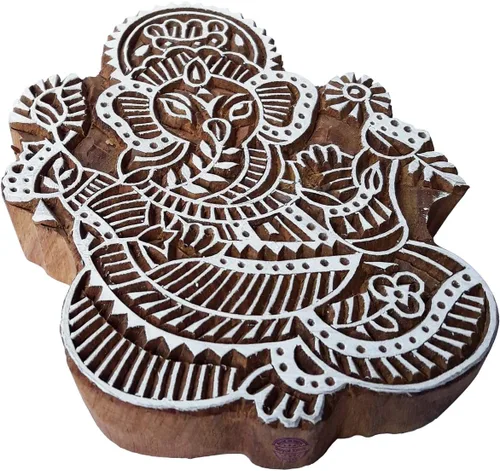 Miniatura 7 de Bloque de impresión con clase grande Lord Ganesha forma sello de madera grande