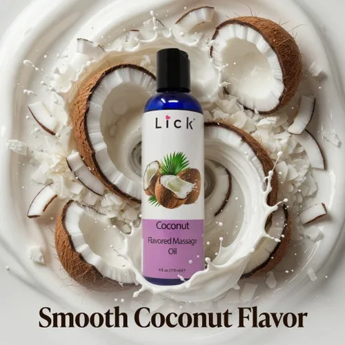 Miniatura 2 de Lick Aceite de masaje con sabor a coco, aceite de masaje comestible tropical con aceite de almendras dulces y vitamina E, fórmula hidratante segura