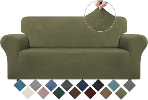 WEERRW Funda de sofá de terciopelo, funda de sofá de alta elasticidad con espuma antideslizante y parte inferior elástica, protector de muebles para