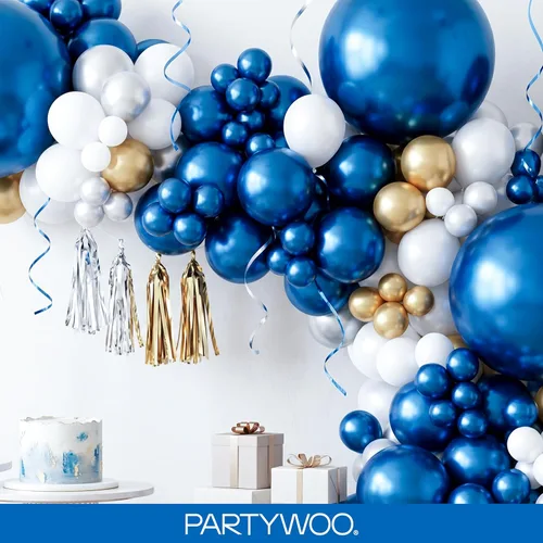 Miniatura 8 de PartyWoo Globos de color azul metálico, 100 unidades de diferentes tamaños de 18, 12, 10, 5 pulgadas, globos de látex azul cromado para graduación