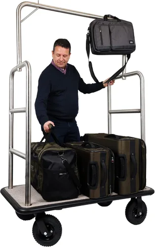Carrito de equipaje de acero aleado, capacidad de 1200 libras, carrito de servicio pesado Hotel Bellman con marco de acero soldado de 1.5 pulgadas,