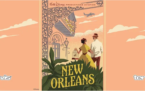 Miniatura 2 de Tervis Disney Mickey Mouse One : Walt's Plane - Póster de viaje de Nueva Orleans, vaso aislado de triple pared mantiene las bebidas frías