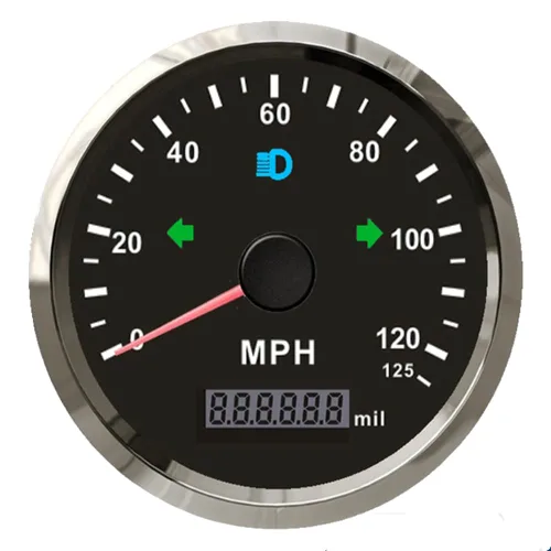Miniatura 14 de ELING Medidor de velocidad automático universal 0-200 MPH GPS Velocímetro ajustable odómetro alarma de sobrevelocidad 85MM 12V 24V con Negro+Negro