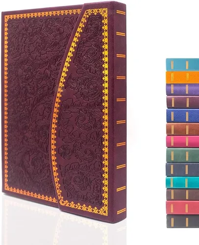 VICTORIA'S JOURNALS Diario con imán, cuaderno vintage tallado de piel sintética, tapa dura, diario personal, páginas forradas, marcapáginas, 8 x 5.7