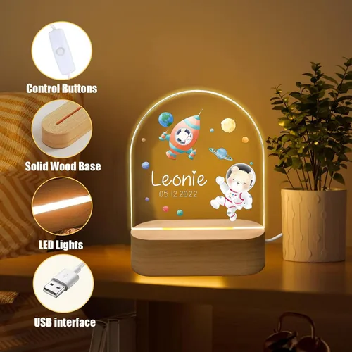 Miniatura 5 de Luz nocturna personalizada para bebés y niños, regalos personalizados con nombre, regalos de bautizo para niñas/niños, lámpara nocturna regulable