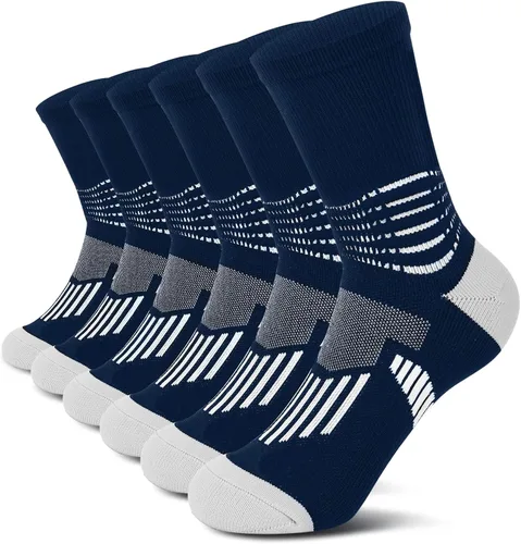 Miniatura 17 de IRAMY Calcetines de compresión tipo crew para mujeres y hombres con soporte de arco del tobillo, alivio de fascitis plantar, 3/6 pares