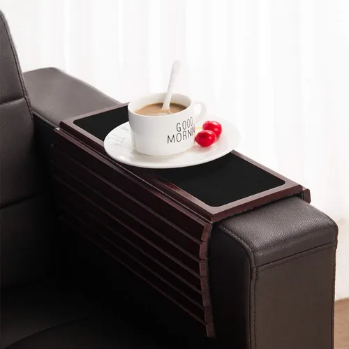 Miniatura 6 de GEHE Bandeja para Brazo de Sofá, Reposabrazos Flexible/Desplegable, Soporte para Tazas de Brazo de Sofá, Ideal para Bebidas, Snacks y Control
