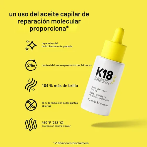 Miniatura 3 de K18 Molecular Repair Hair Oil, Weightless Oil for Stronger, Healthier Hair, Suitable For All Hair Types