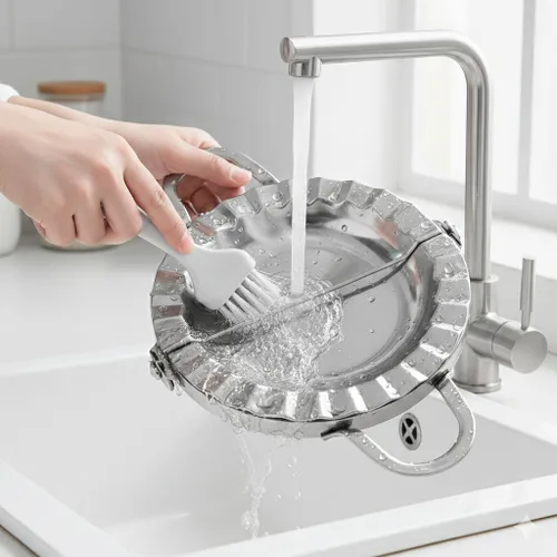 Miniatura 8 de Máquina de prensa y albóndigas de acero inoxidable de 6 pulgadas - Cortador de masa 2 en 1 y molde para empanadas, albóndigas, ravioles, pierogi