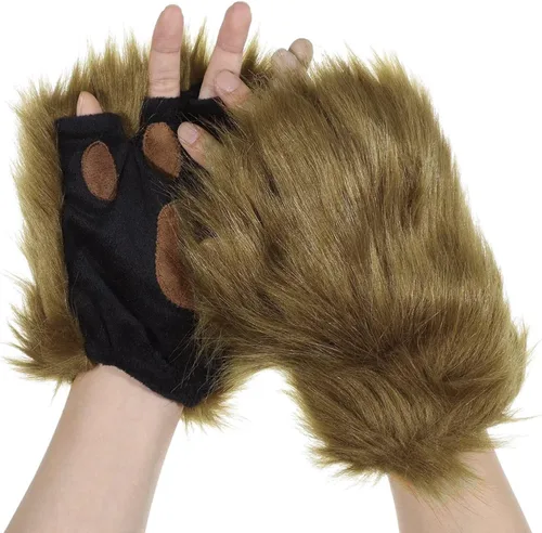Miniatura 35 de Guantes de garra para disfraz de Halloween, medio dedo, lobo, oso, gato, guantes, guantes de piel sintética para mascarada, cosplay, utilería de mano