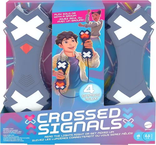 Miniatura 7 de Mattel Games Juego electrónico de señales cruzadas con par de varitas de luz parlante, juega solo o con hasta 4 jugadores, mueve las varitas hacia
