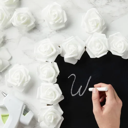 Miniatura 7 de Juvale Rosas artificiales de flores blancas, flores artificiales para decoración de bodas y centros de mesa, paquete de 100, 3 pulgadas de diámetro